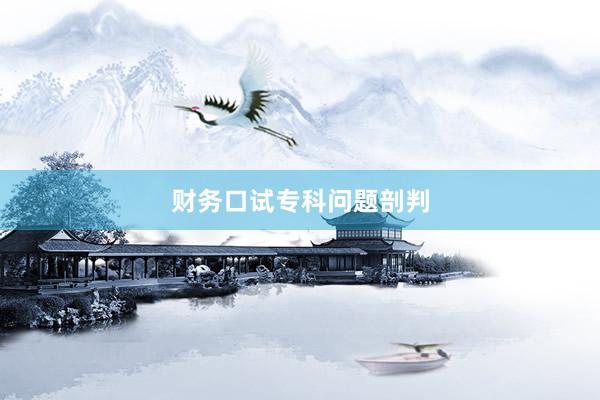 财务口试专科问题剖判